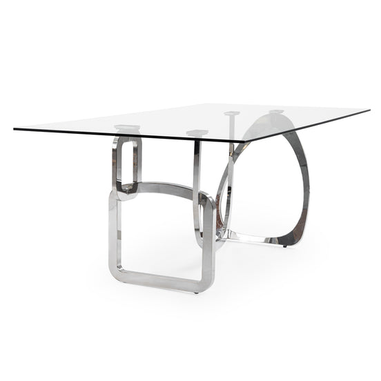 Adelaide Modern Stainless Steel & Glass Dining Table - image 2