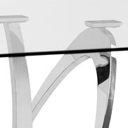 Adelaide Modern Stainless Steel & Glass Dining Table - image 3