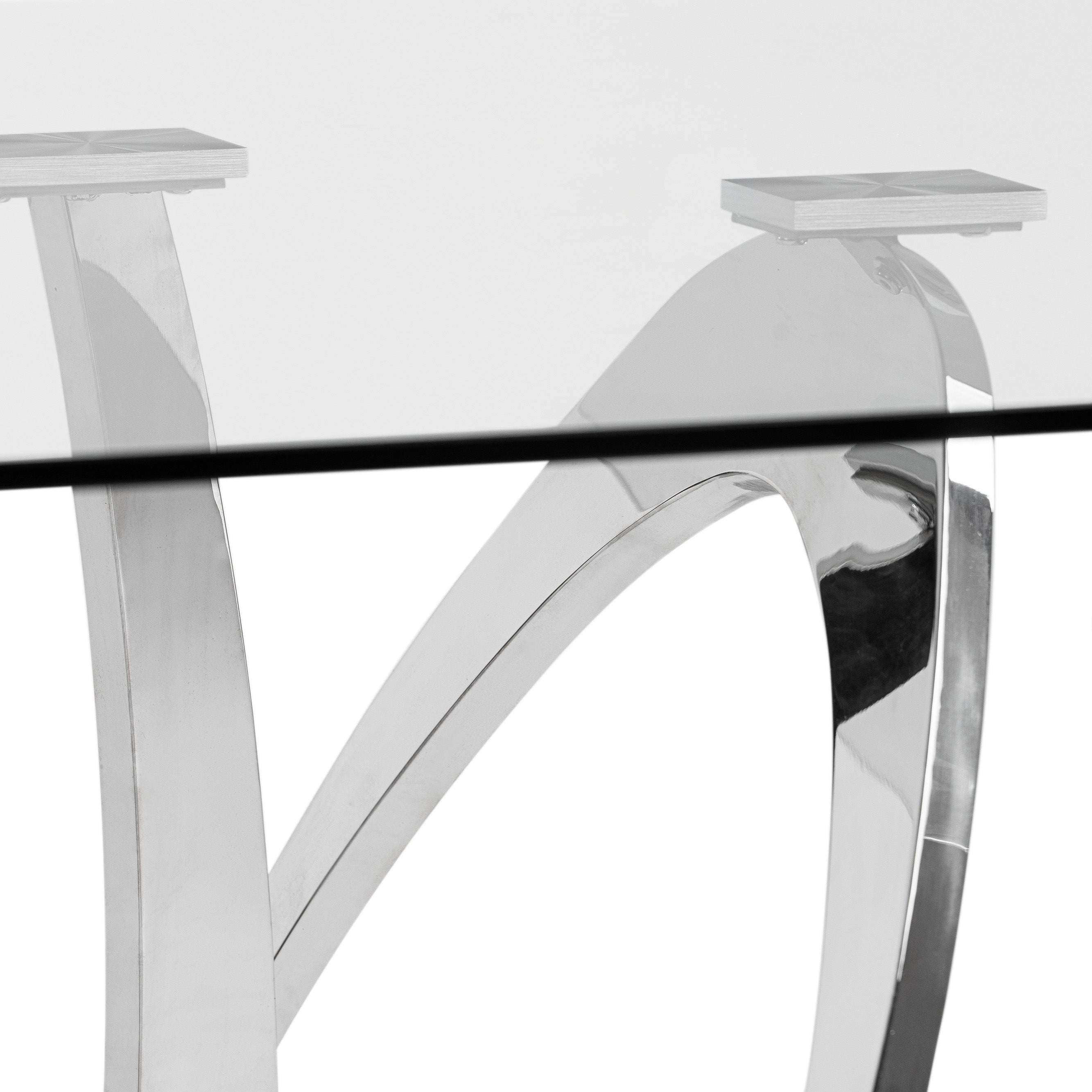 Adelaide Modern Stainless Steel & Glass Dining Table - image 3