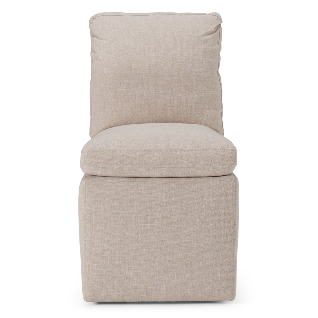 Adrian - Modern Beige Fabric Dining Chair w/ Castor Wheels