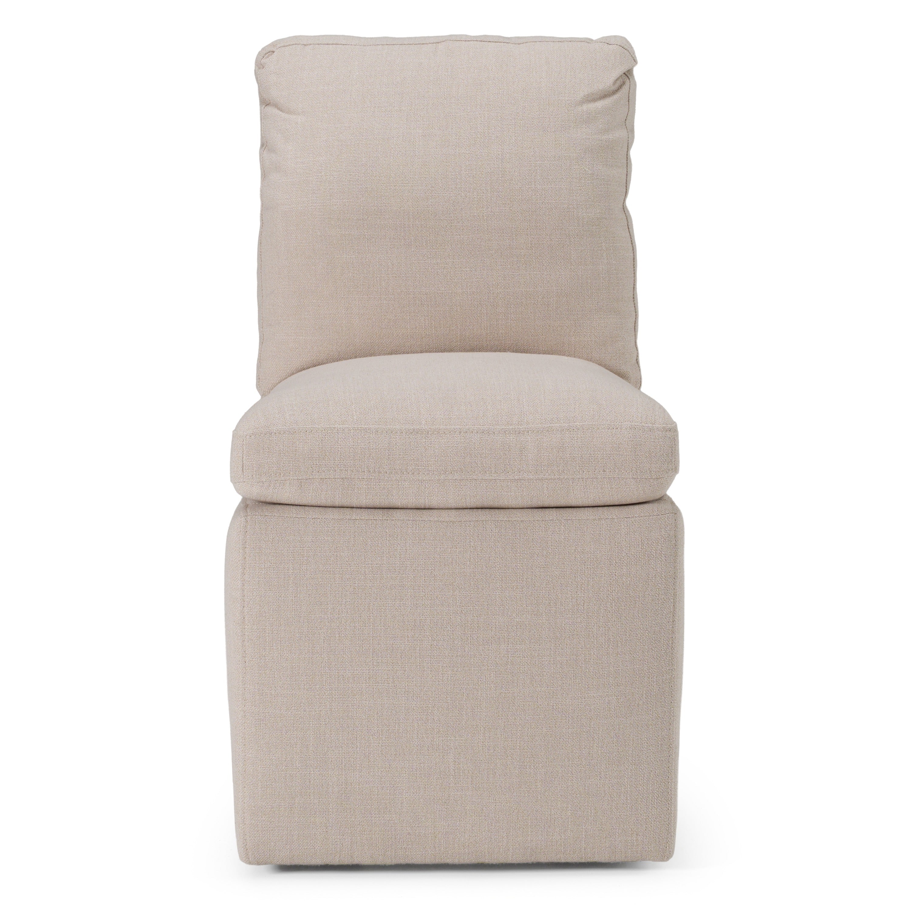 Adrian - Modern Beige Fabric Dining Chair w/ Castor Wheels