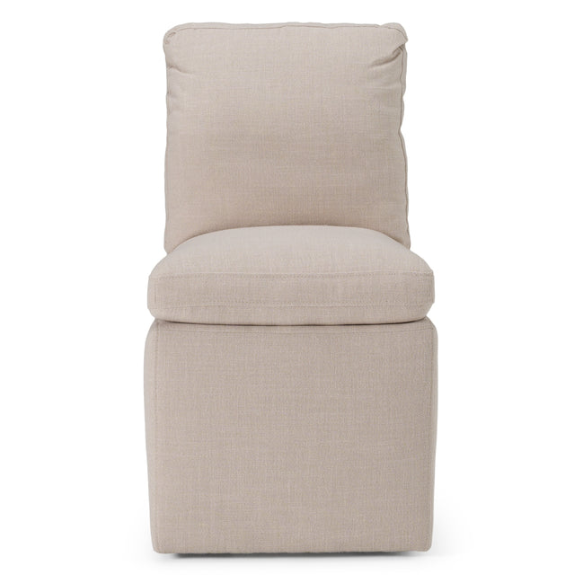 Adrian - Modern Beige Fabric Dining Chair w/ Castor Wheels