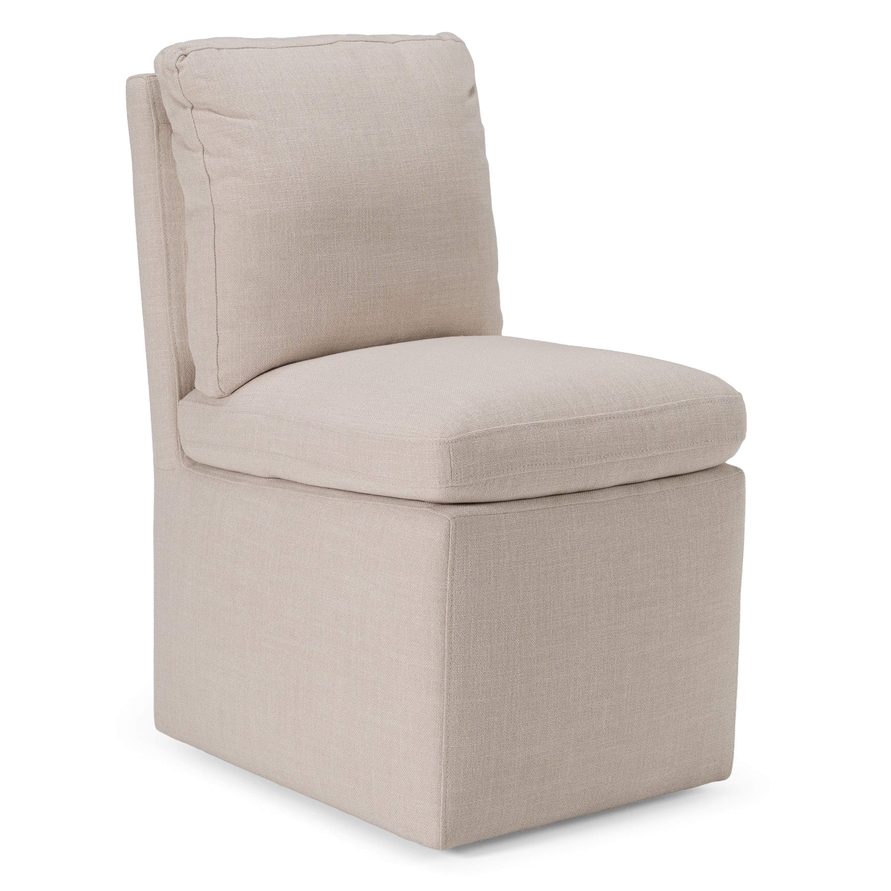 Adrian - Modern Beige Fabric Dining Chair w/ Castor Wheels - image 2
