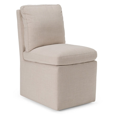 Adrian - Modern Beige Fabric Dining Chair w/ Castor Wheels - image 2