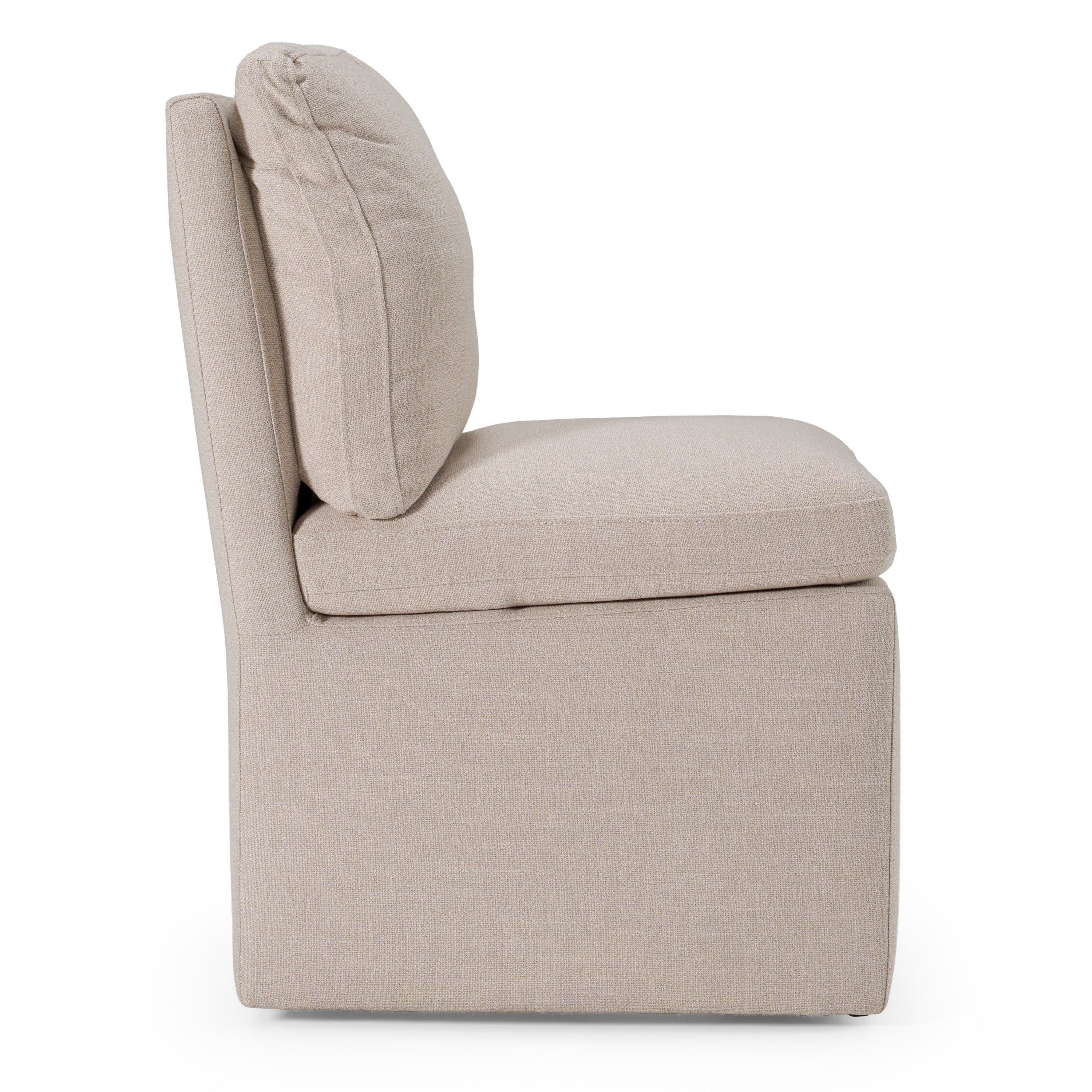 Adrian - Modern Beige Fabric Dining Chair w/ Castor Wheels - image 3