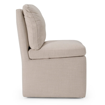 Adrian - Modern Beige Fabric Dining Chair w/ Castor Wheels - image 3