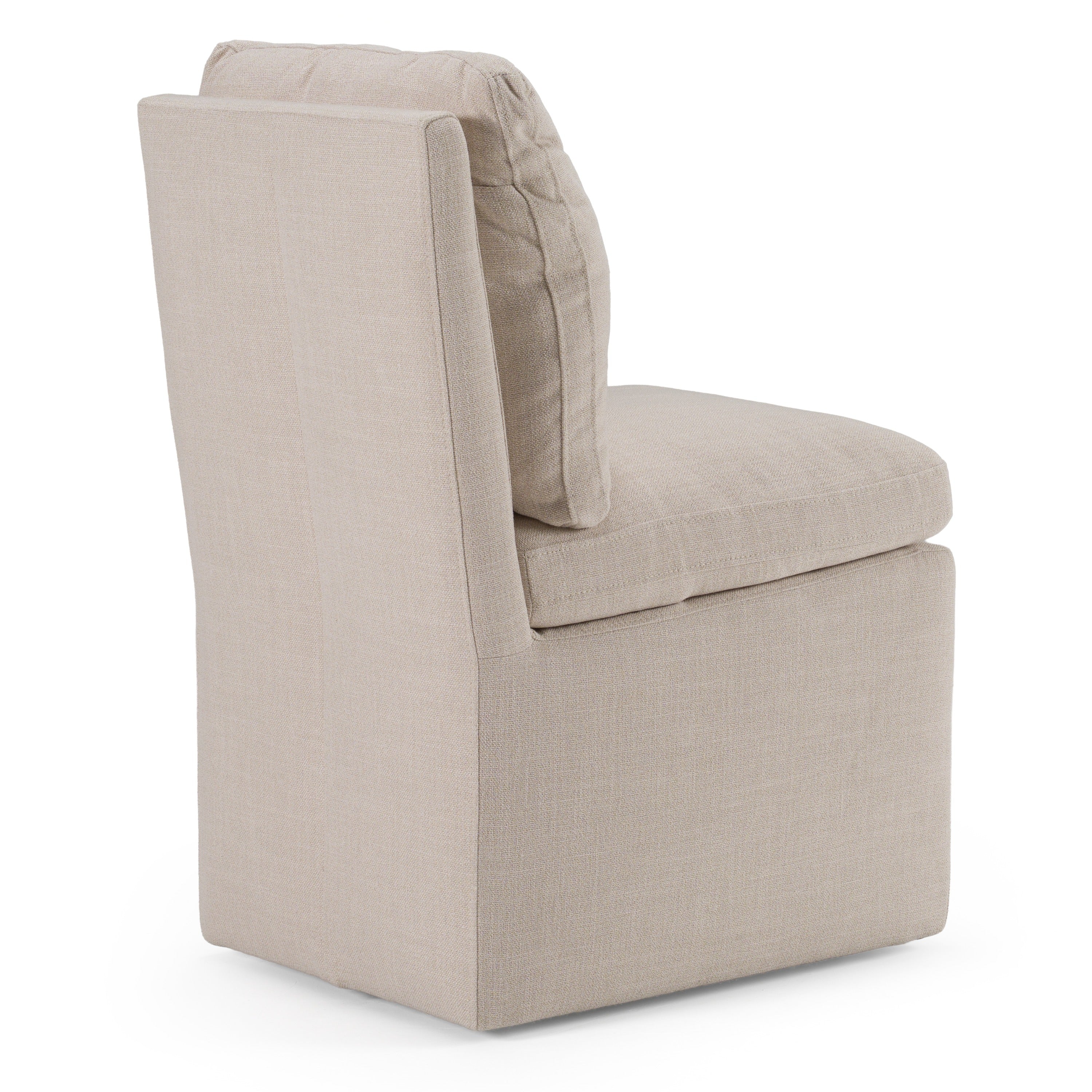 Adrian - Modern Beige Fabric Dining Chair w/ Castor Wheels - image 4