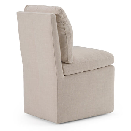 Adrian - Modern Beige Fabric Dining Chair w/ Castor Wheels - image 4