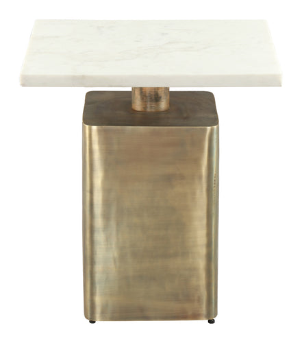 Nyra Side Table White & Brass