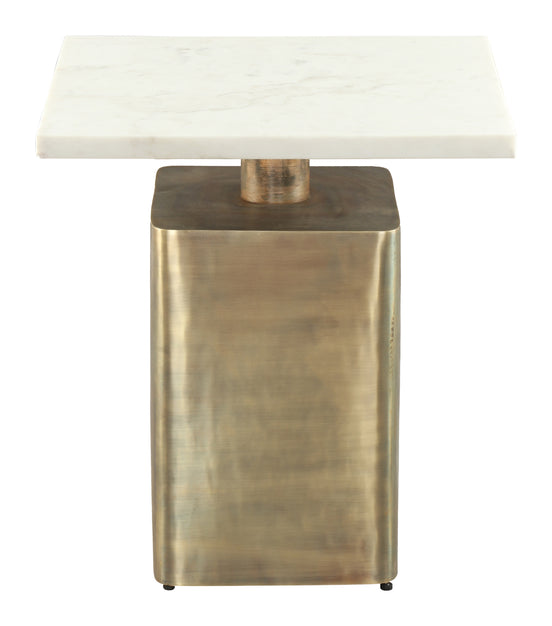 Nyra Side Table White & Brass