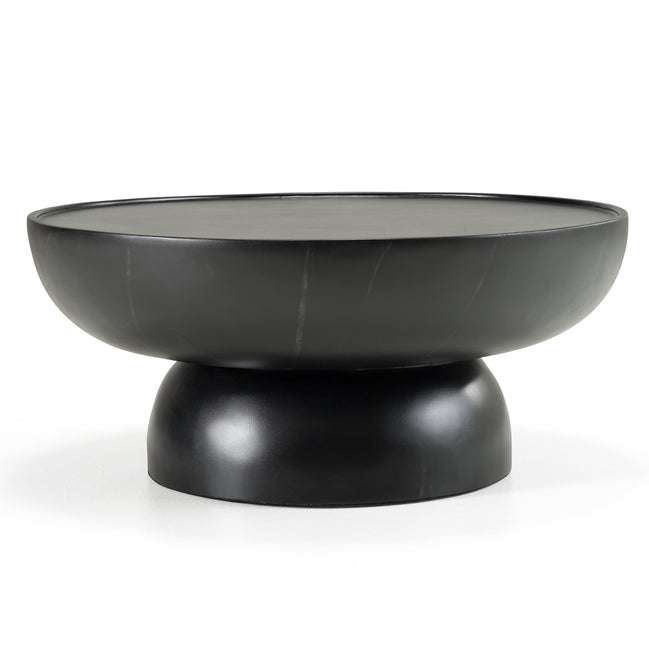 Akron - Modern Black & White Faux Marble Round Coffee Table