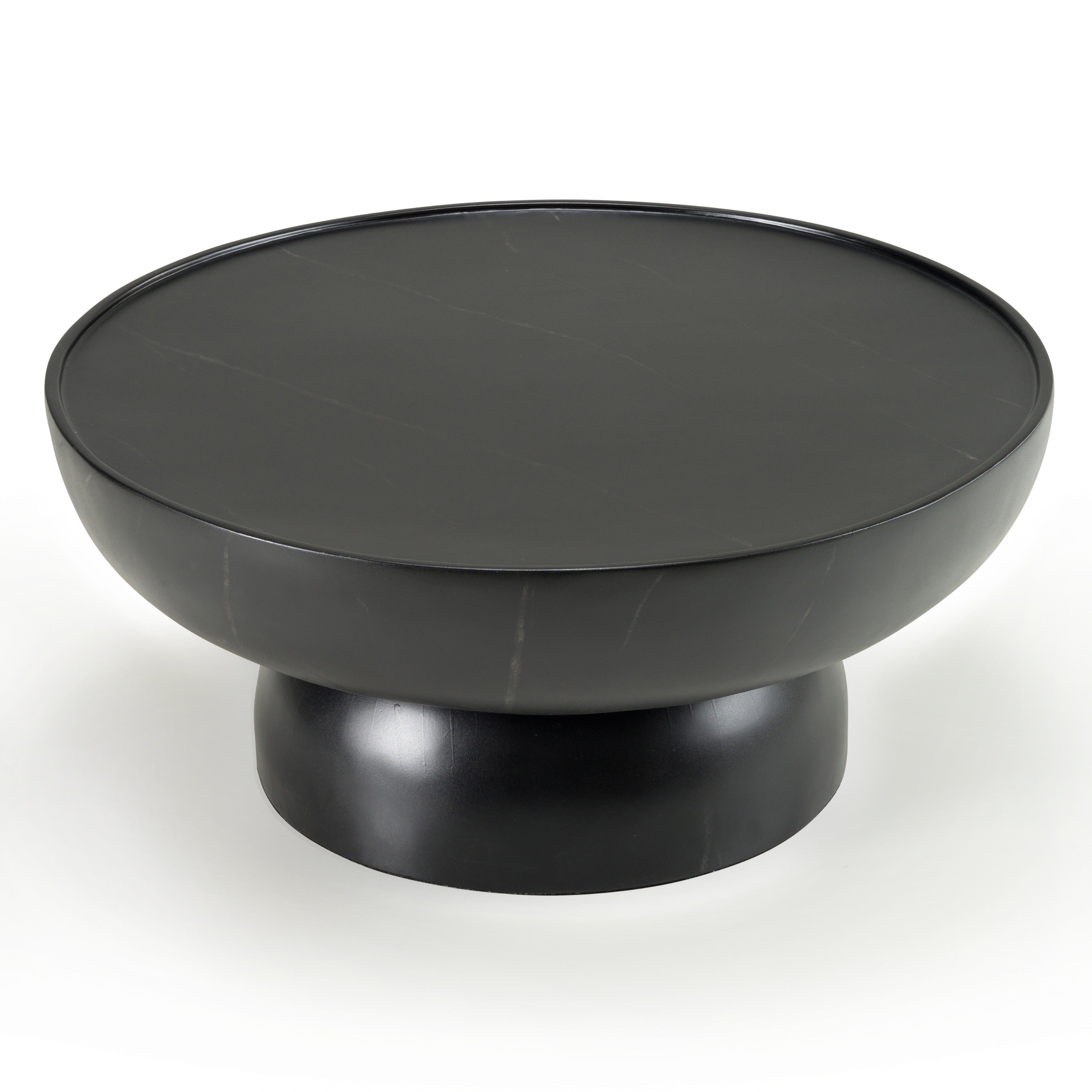 Akron - Modern Black & White Faux Marble Round Coffee Table - image 2