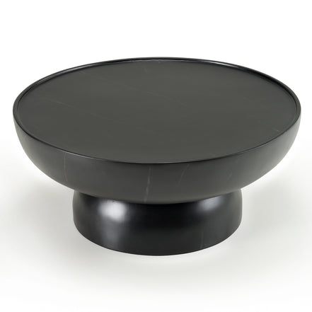 Akron - Modern Black & White Faux Marble Round Coffee Table - image 2
