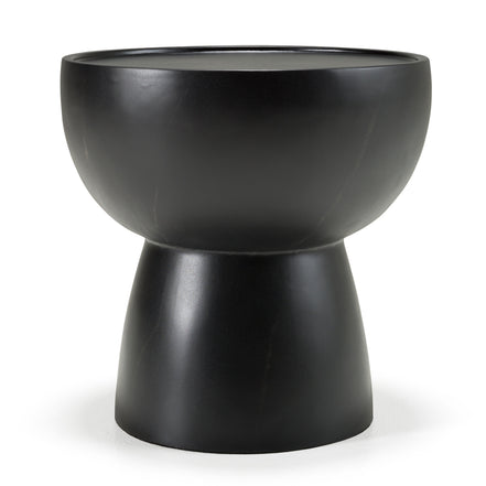 Akron - Modern Black & White Faux Marble Round End Table
