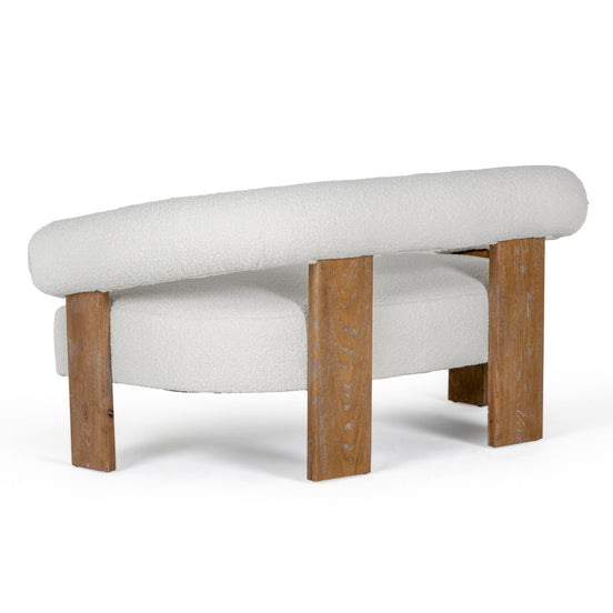 Aledo - Modern Off-White Fabric + Oak Loveseat - image 2
