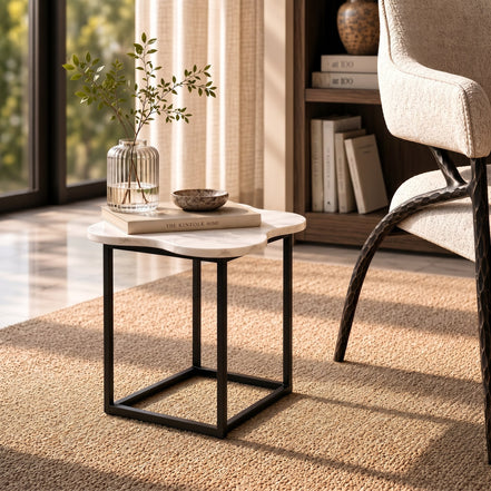 Aleidy - White Marble + Black Metal End Table - image 5