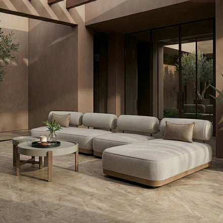 Alicante - Outdoor Grey Fabric + Latte 5-Piece Sofa Set - image 4