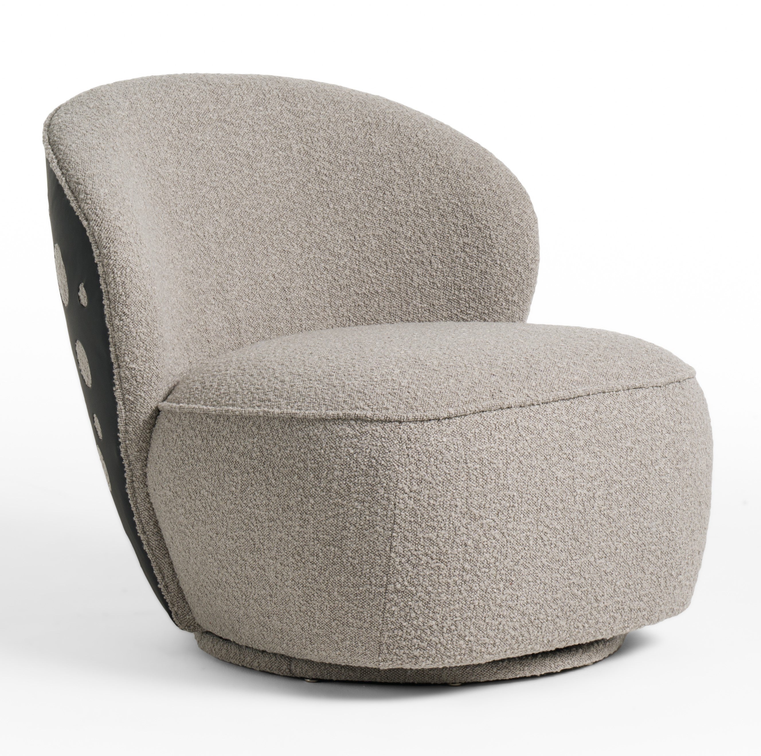 Allis - Glam Grey and Black Fabric Swivel Accent Chair - image 3