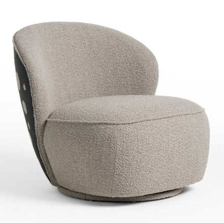 Allis - Glam Grey and Black Fabric Swivel Accent Chair - image 3