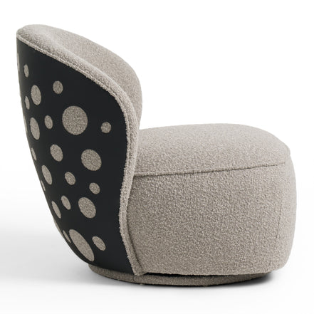 Allis - Glam Grey and Black Fabric Swivel Accent Chair - image 4