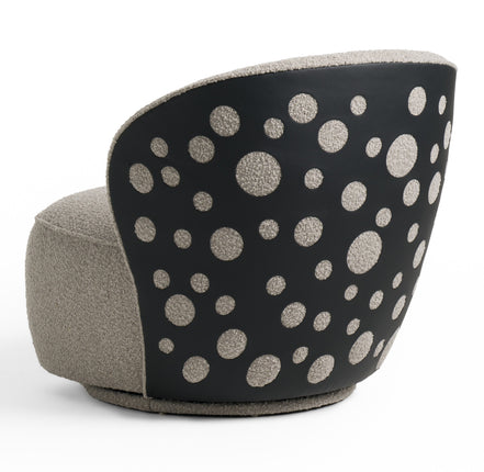 Allis - Glam Grey and Black Fabric Swivel Accent Chair - image 5
