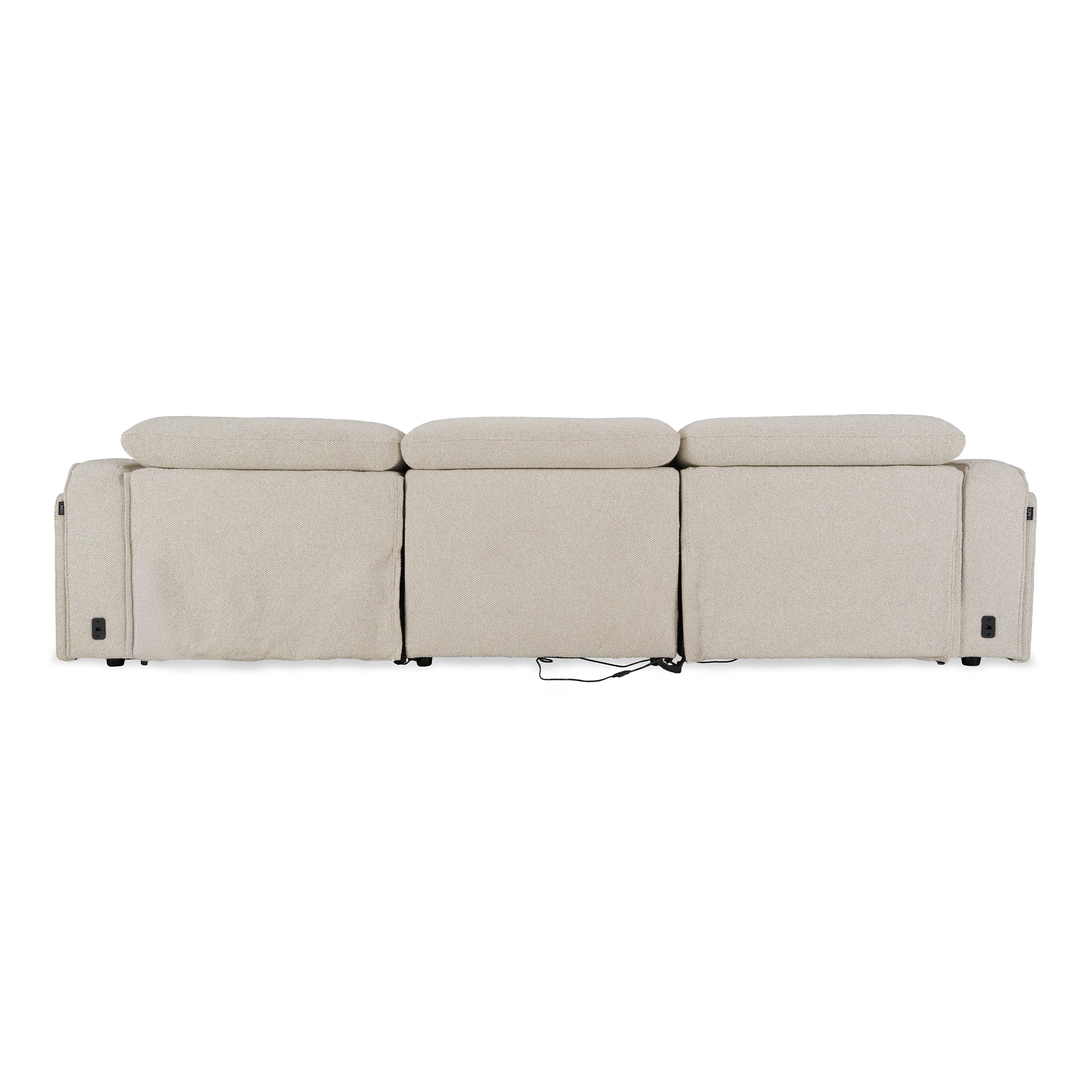 Ambler - Modern Off-White Fabric Sofa w/ 2 Power Recliners - image 3