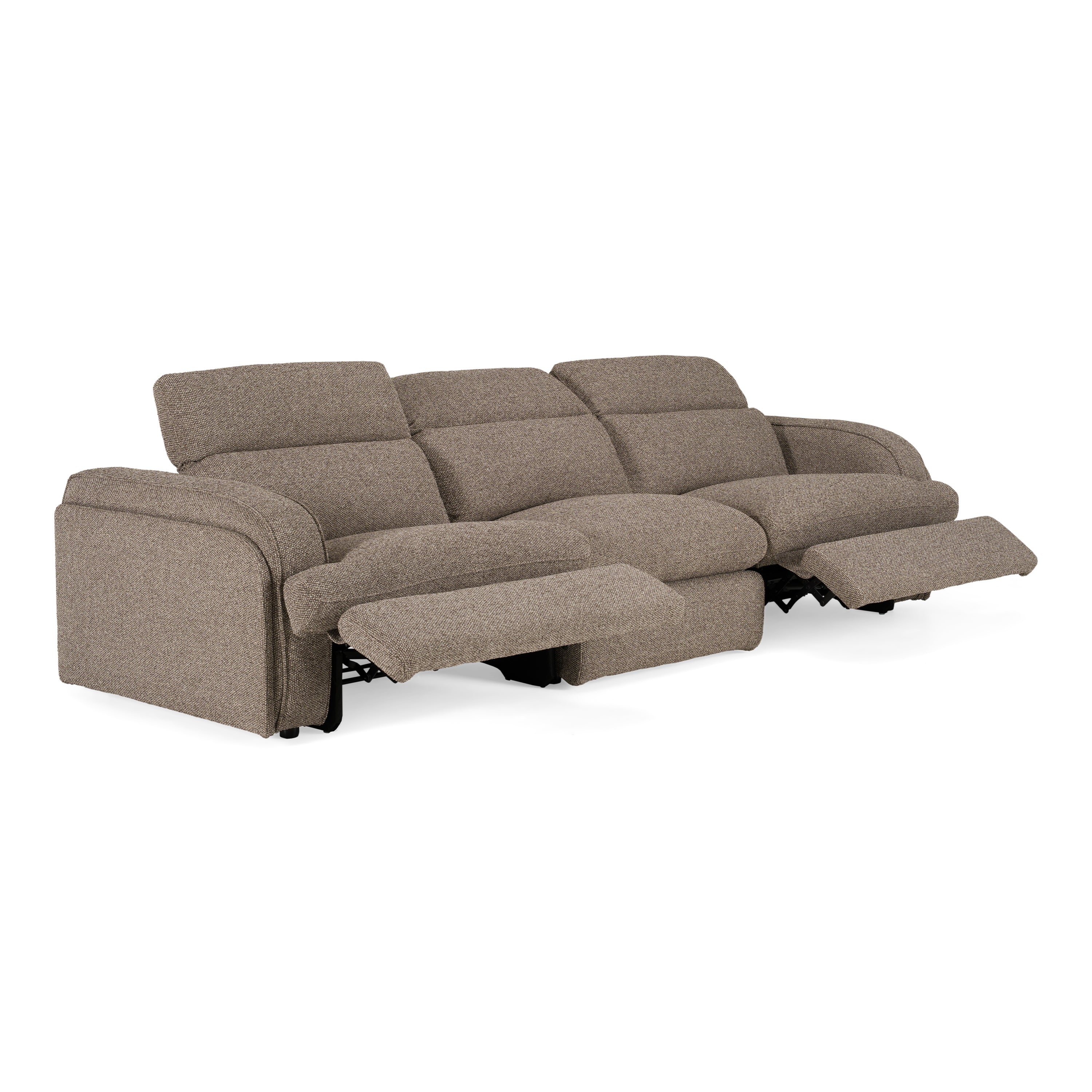 Ambler - Modern Brown Fabric Sofa w/ 2 Power Recliners - image 2
