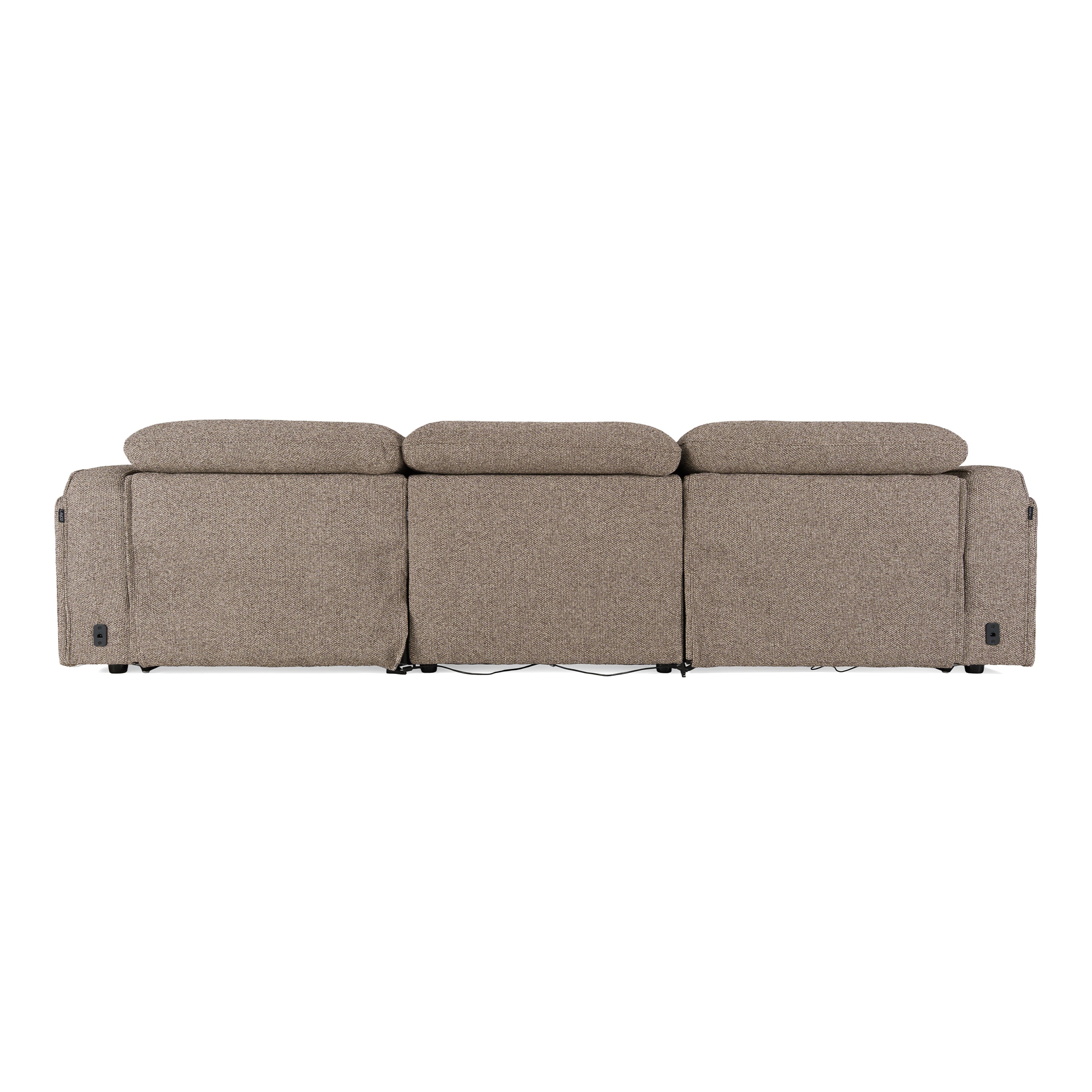 Ambler - Modern Brown Fabric Sofa w/ 2 Power Recliners - image 4
