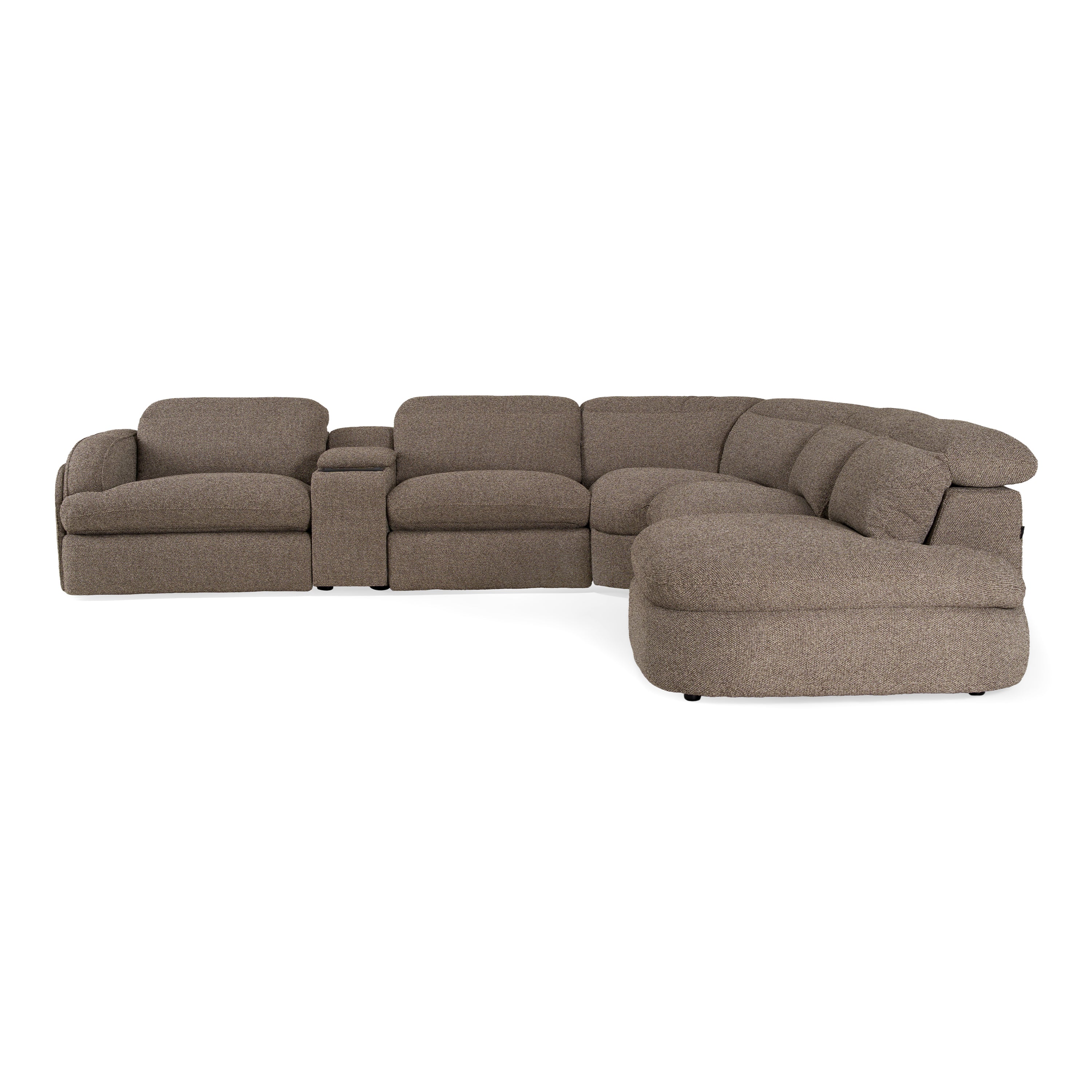 Ambler - Modern Brown Fabric Sectional Sofa w/ 2 Power Recliners Right Facing Chaise - image 3