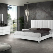 Angela - Eastern King Italian Modern White Eco Leather Bedroom Set