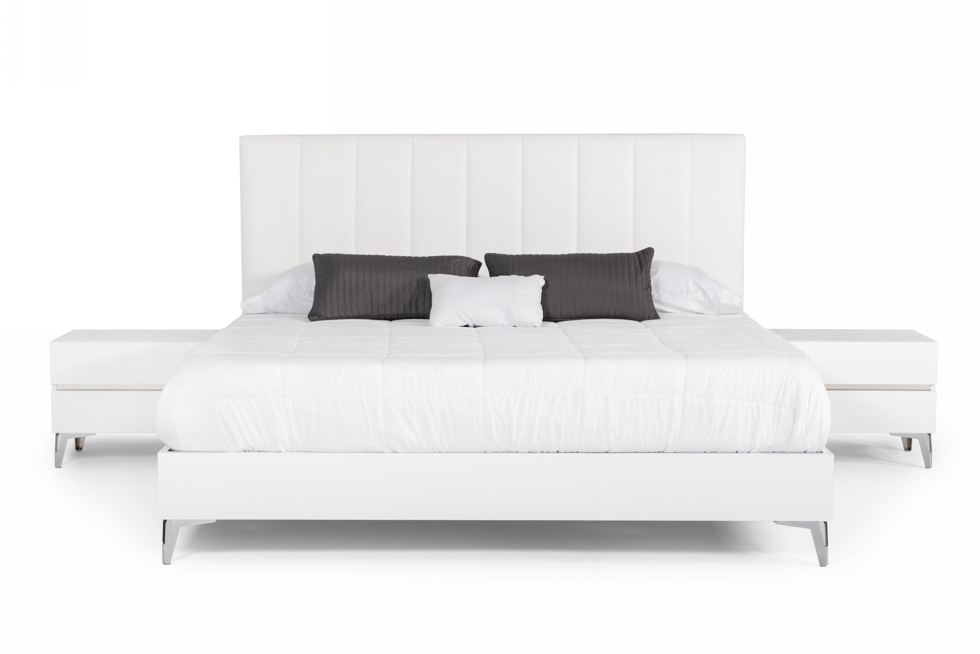 Angela - Eastern King Italian Modern White Eco Leather Bedroom Set - image 2