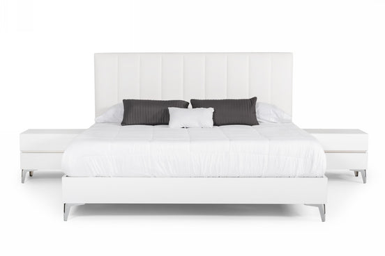 Angela - Eastern King Italian Modern White Eco Leather Bedroom Set - image 2