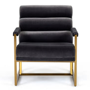 Anton - Modern Grey Velvet + Brass Accent Chair - image 3