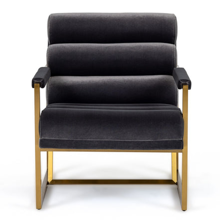 Anton - Modern Grey Velvet + Brass Accent Chair - image 3