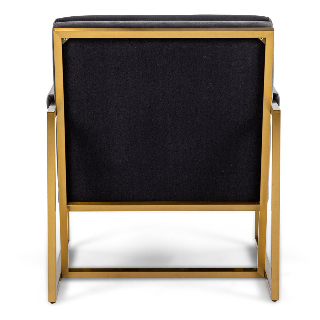 Anton - Modern Grey Velvet + Brass Accent Chair - image 5