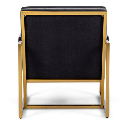 Anton - Modern Grey Velvet + Brass Accent Chair - image 5