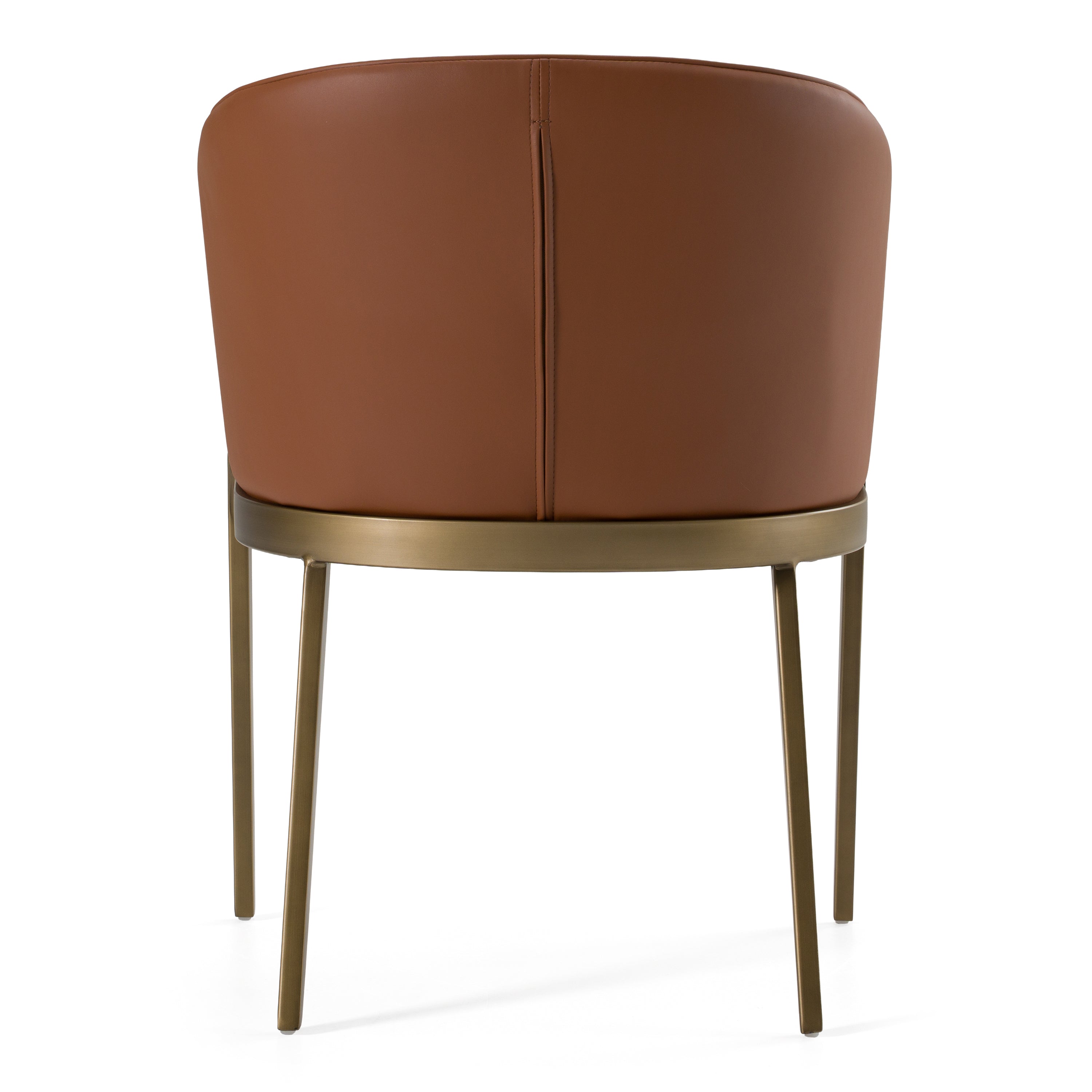Aragon - Modern Brown Vegan Leather + Brass Dining Chair - image 3