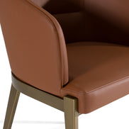 Aragon - Modern Brown Vegan Leather + Brass Dining Chair - image 4