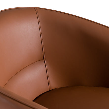 Aragon - Modern Brown Vegan Leather + Brass Dining Chair - image 5