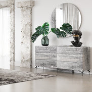 Aria - Italian Modern Multi Grey with texture Round Mirror
