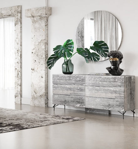 Aria - Italian Modern Multi Grey with texture Round Mirror
