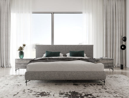 Aria - Italian Modern Grey Fabric Q Bed - image 2