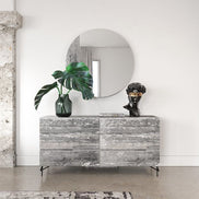 Eastern Lamont + Aria - Modern Beige Fabric + Grey Texture 4-Piece Bedroom Set Queen