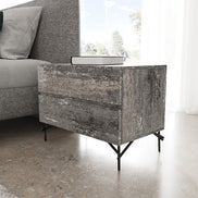 Eastern Lamont + Aria - Modern Beige Fabric + Grey Texture 4-Piece Bedroom Set Queen