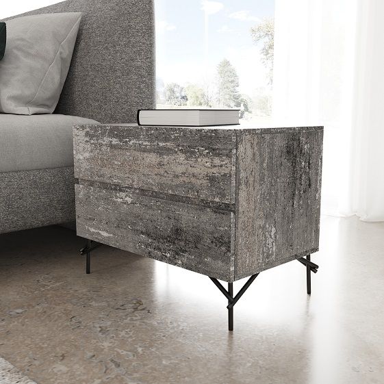 Eastern Lamont + Aria - Modern Beige Fabric + Grey Texture 4-Piece Bedroom Set Queen