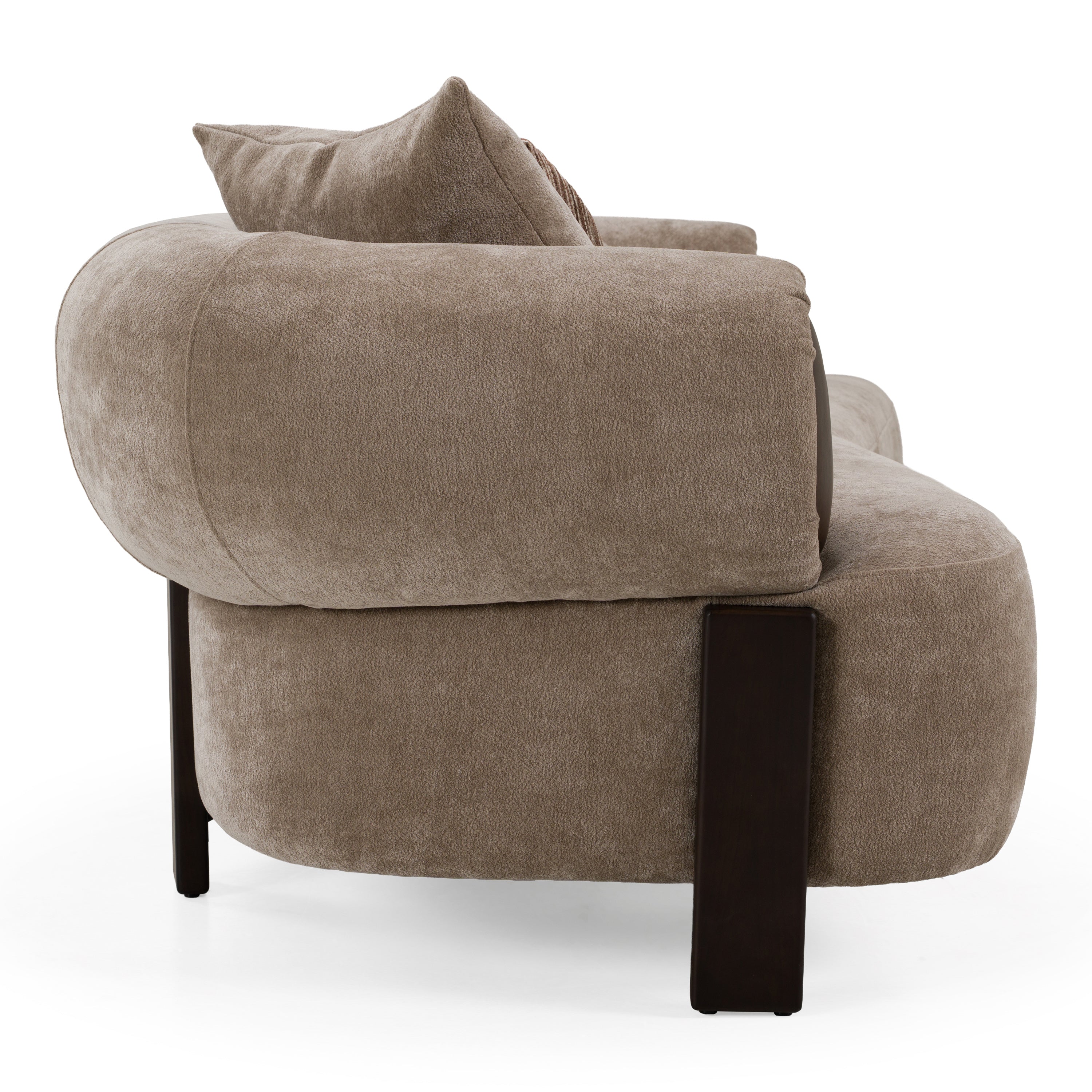 Arnaud - Modern Tan Fabric + Brown Oak Sofa - image 2