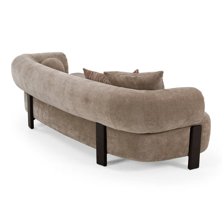Arnaud - Modern Tan Fabric + Brown Oak Sofa - image 3