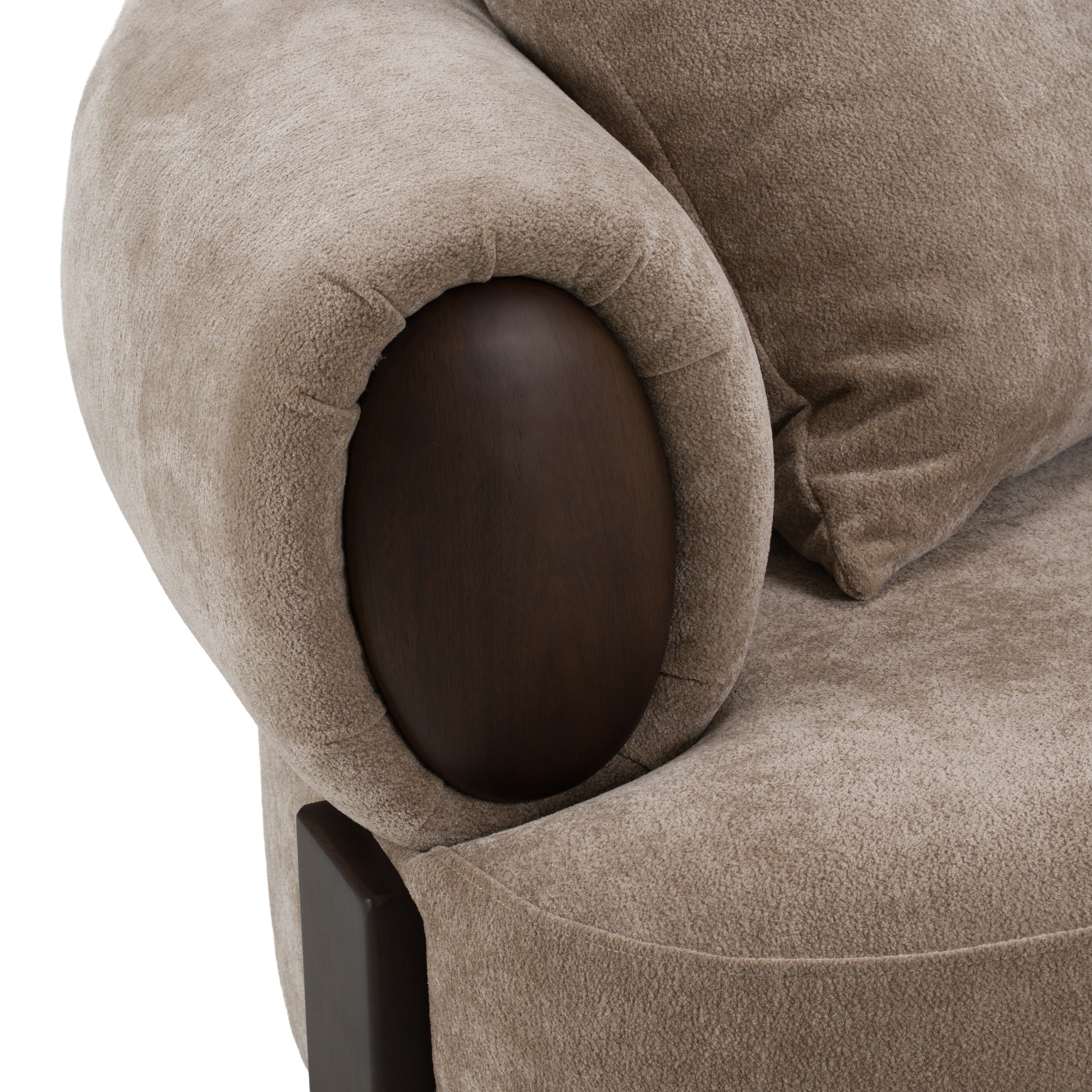 Arnaud - Modern Tan Fabric + Brown Oak Sofa - image 5