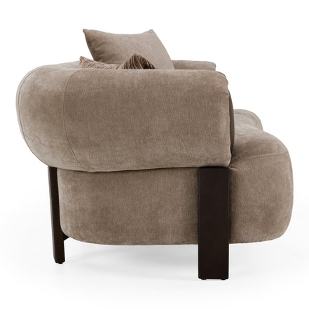 Arnaud - Modern Tan Fabric + Brown Oak Loveseat Sofa - image 2