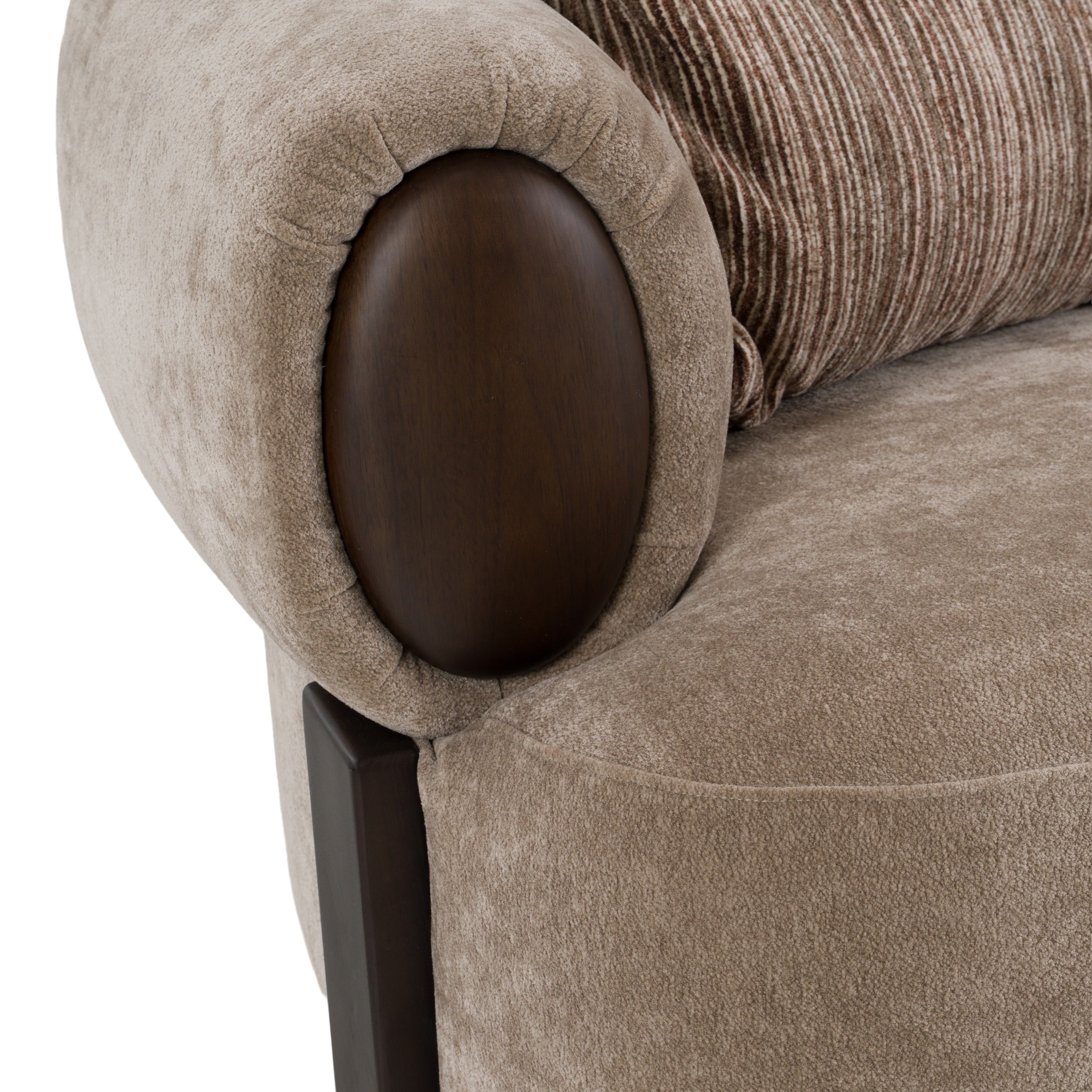 Arnaud - Modern Tan Fabric + Brown Oak Loveseat Sofa - image 5